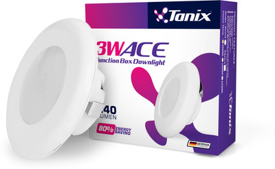 TANIX Tanix ACE 3W LED Junction Box Downlight | Warm White | Pack of 1 Junction Box Ceiling Lamp(White)