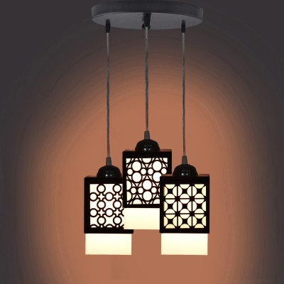 Somil Wood Pendant Hanging Ceiling Lamp Light Of 3 Shade For Indoor Lighting In Home Pendants Ceiling Lamp(Black, White)