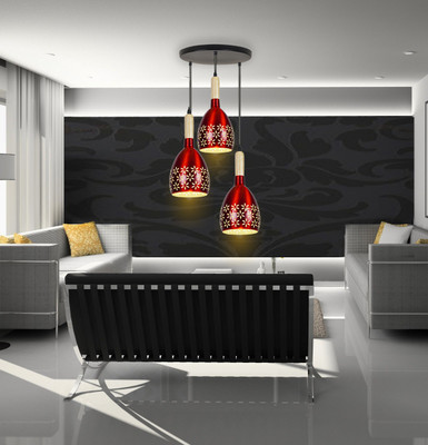 GAUVIK GAU- MEHROON STAR ROUND THALI Chandelier Ceiling Lamp(Maroon)