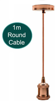 LYMON Vintage Industrial Pendant Light Holder with 1m Round Cable (Copper) (Pack of 1) Downlighter Ceiling Light Ceiling Lamp(Clear)