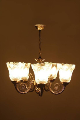 VAGalleryKing Decorative Diwali Festival Flush Mount Ceiling 8827_5/Light Antique Home Hall & Villa Jhumar Chandelier Ceiling Lamp(Clear)