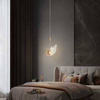 Blissbells LED Rose Gold Swan Bedside Hanging Pendant Pendant Lamp Ceiling Lamp(Gold, White)