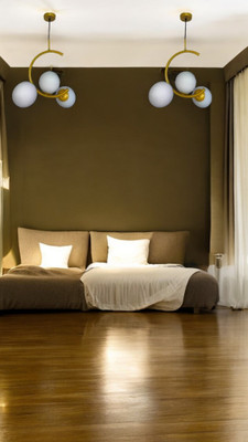 Areezo AREEZO HANGING LIGHT CHAND DESIGN 3 DOOM GOLD COLOR (PACK OF 2) Pendants Ceiling Lamp(Gold)