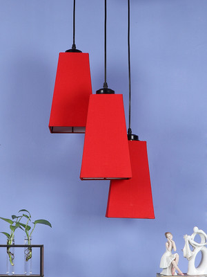 Devansh Devansh Red Cotton Pyramid Cluster Hanging Lamp Pendant Lamp Ceiling Lamp(Red)