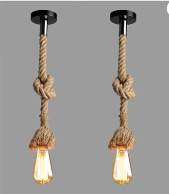 LumaCraft Natural Jute Rope LCRBLC01-P2 Pack of-2 Without Bulb Pendant Lamp Ceiling Lamp(Brown)