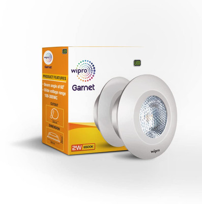 Wipro Garnet 2W LED Spotlight Recessed Ceiling Light Ceiling Lamp(White)