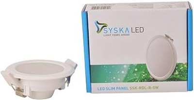 Syska LED SLIM PANEL ROUND 5W-3000K (SSK-RDL-R-5W-3K) Ceiling Light Ceiling Lamp(White)
