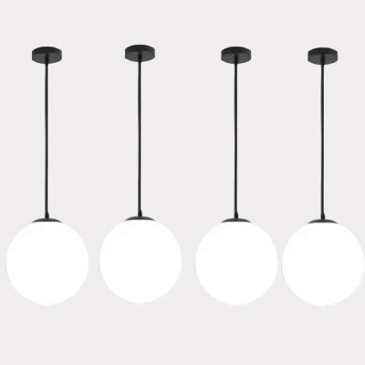 LYMON Modern Globe Glass Pendant Light - Black Finish (Without Bulb, Pack of 4) Pendant Lamp Ceiling Lamp(Black)