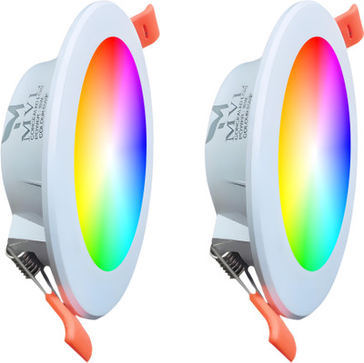 MVL Maxa 10-Watts 7-in-1 Multicolour Round Led Conceal Down Light Pack of 2 Ceiling Light Ceiling Lamp(Multicolor)