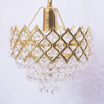 Classical Big 6 Bulb Glass Chandelier Ceiling Lamp(Gold)