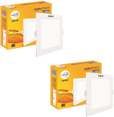 Wipro Garnet 12w Alpha Panel Square (Pack of 2 ) Recessed Ceiling Light Ceiling Lamp(White)