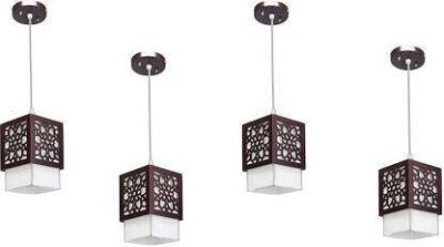 Gojeeva Wooden Hanging Lamp Without Bulb(PACK OF 4) Pendants Ceiling Lamp(Black, White)