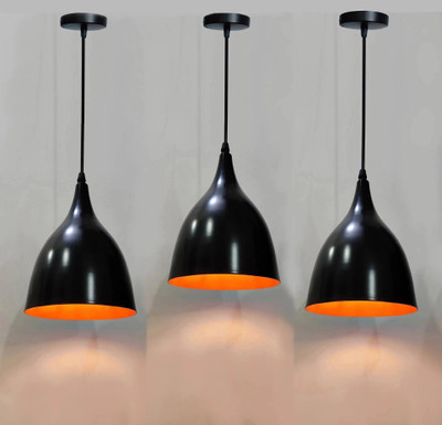 Brightlyt Aluminum Hanging Light for Dining Hall Restaurant, Café (Pack of 3 Pcs) Pendant Lamp Ceiling Lamp(Black)