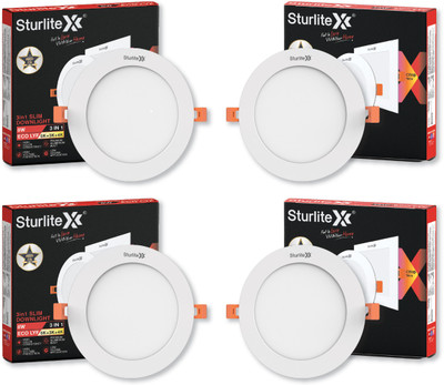 Sturlite Eco LYF 8W (3 in1) Round LED Downlight - (Pack of 4) Ceiling Light Ceiling Lamp(White)