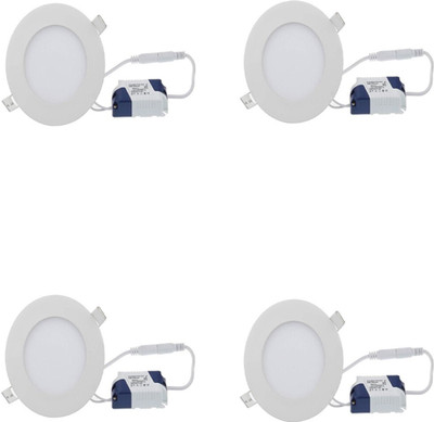 GALAXY 6 watt LED Round Slim Panel Warm White (Yellowish) Light False Ceiling POP DownLight Indoor Light White pack of 4 Recessed Ceiling Light Ceiling Lamp(Yellow)