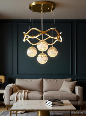 Blissbells Golden 5 Light Curvy LED Pendant Chandelier Light Pendant Lamp Ceiling Lamp(Gold)