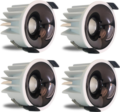 D'Mak D'Mak12W LED COB Spot Light White Body Shining Black Reflector Wh 4 Ceiling Light Ceiling Lamp(White)