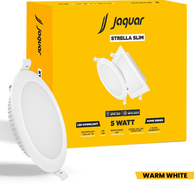 Jaquar Strella Slim 5W Round Recess Down Light - Warm White (Pack of 1) Ceiling Light Ceiling Lamp(White)