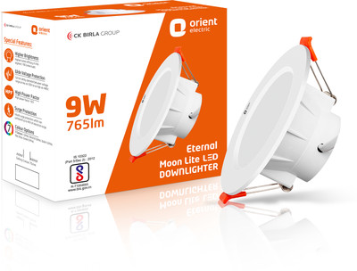 Orient Electric Eternal Moonlite 9W Downlighter - Warm White Downlighter Ceiling Light Ceiling Lamp(White)