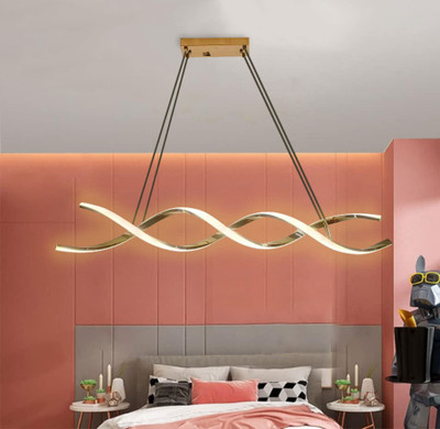 GAUVIK Modern 3 Different Color Mode Changing Energy Saving Led Curvy Chandelier Ceiling Lamp(Gold)