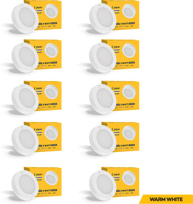 Jaquar Mini Striker 3W Warm Round Surface (Pack of 10) Ceiling Light Ceiling Lamp(White)