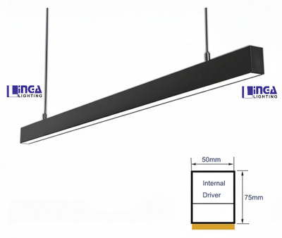 Linga Lighting Linear Hanging LED Profile Light – Aluminium Frame 40W NW-4000K (LL-LP4BLK) Pendants Ceiling Lamp(Black)