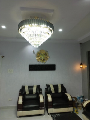 Aamivi Antique Impoted Black-Gold Jhumar With Led Bulb K9 S4 Crystal Hanging Light Chandelier Ceiling Lamp(Gold)