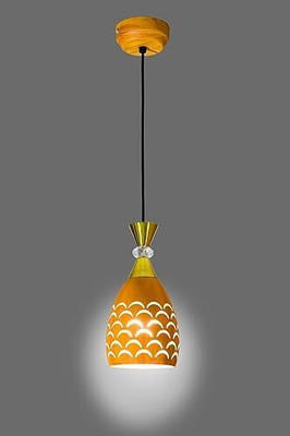 KINIS Wood Color Lezar Moon Cutting Hanging Lamp for Bedroom/Pendant Lamp, Pack of 1 Pendant Lamp Ceiling Lamp(Orange)
