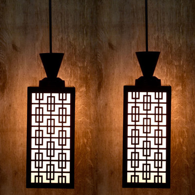 Kiyan traders UNNATI Handcrafted Wooden Hanging Lamp with Timeless Design for Ambient Lighting Ceiling Light Ceiling Lamp(Brown)