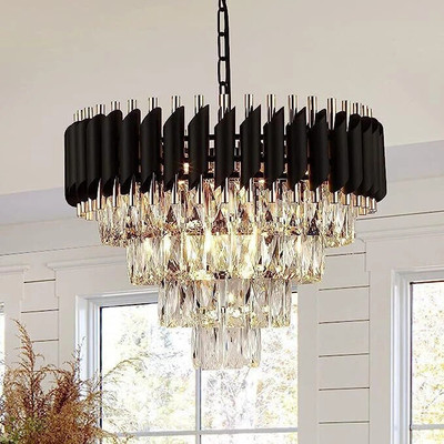 Avyay Chandeliers 500 mm ceiling hanging lamp for home/restaurent/ceiling (Black,Gold) Chandelier Ceiling Lamp(Multicolor)