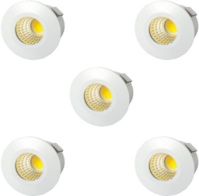 GALAXY LED 3 Watt COB Round Spot Ceiling Light, Color of LED Warm White pack of 5 Recessed Ceiling Light Ceiling Lamp(Yellow)