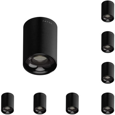 AKTRA 12W Cylinder COB LED Spotlight Downlight |(Warm White) – Pack of 8 Ceiling Light Ceiling Lamp(Black)