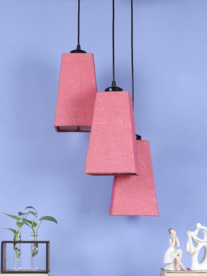 Devansh Devansh Pink Jute Pyramid Cluster Hanging Lamp Pendant Lamp Ceiling Lamp(Pink)
