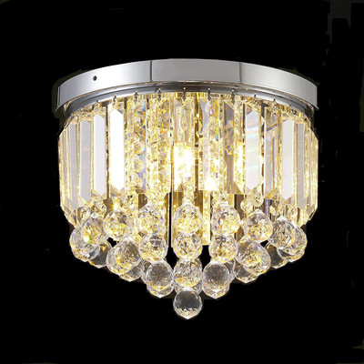 Crystomist Crystal Chandelier Living Room 9inch RoundPatii ceiling chandelie lampr Chandelier Ceiling Lamp(Yellow)