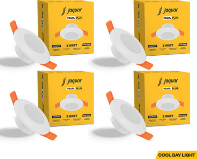 Jaquar 3W Pearl Plus Round Downlight - Cool (Pack of 4) Ceiling Light Ceiling Lamp(White)