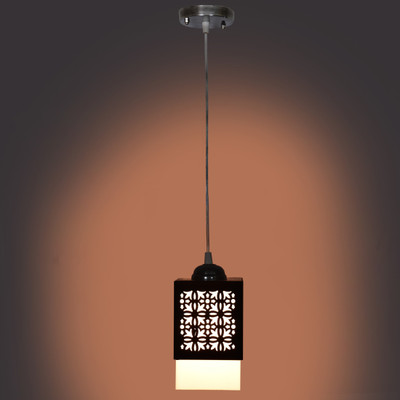 Kiyan traders Handcrafted Wooden Hanging Lamp with Timeless Design for Ambient Lighting Ceiling Light Ceiling Lamp(Black)