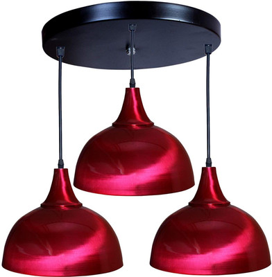 GAUVIK GAU-CLUSTER HANGING 10 INCH MEHROON THALI Cluster Pendant Light/Cluster Hanging Light/Cluster Ceiling Light for Restaurant,Bedroom, Living Room and Home Decor Chandelier Ceiling Lamp(Maroon)