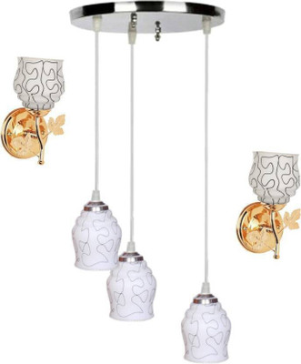 VAGalleryKing Matching Glass Decorative Home Ceiling Light Combo Pack (Wall Light With Ceiling Lamp) Pendant Lamp Ceiling Lamp(White)