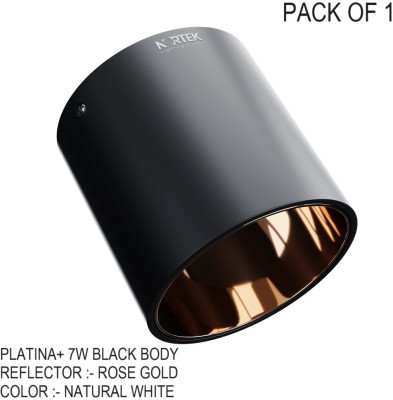 Nortek Platina+ 7W Cylindrical Black Body RoseGold Reflector Natural White Pack of 1 Ceiling Light Ceiling Lamp(White)