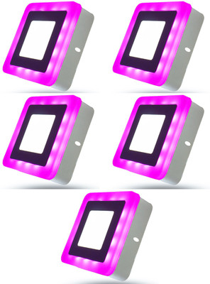 D'Mak 6 Watt White+Pink Square Surface Led Panel Light (Pack Of 05) Ceiling Light Ceiling Lamp(White, Pink)