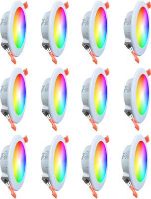 MVL Maxa 10-Watts 7-in-1 Multicolor Round Led Conceal Down Light Pack of 12 Ceiling Light Ceiling Lamp(Multicolor)