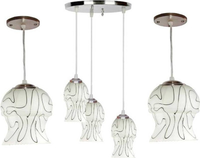 VAGalleryKing Multicolor Glass Decorative 3Lite Ceiling Lamp With 2 Hanging Light Combo Pack Pendant Lamp Ceiling Lamp(Black)