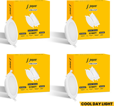 Jaquar Strella Slim 12W Round Recess Down Light - Cool White (Pack of 4) Ceiling Light Ceiling Lamp(White)