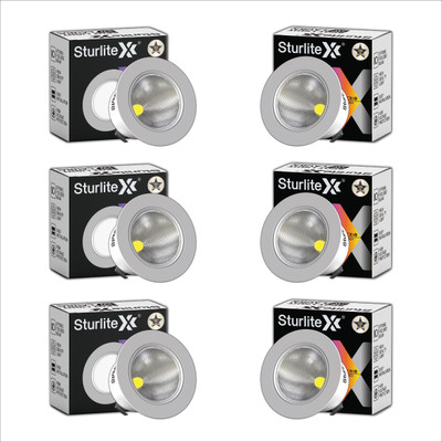 Sturlite Laura 3W LED Spotlight|3000K Warm Temperature - (Pack of 6) Recessed Ceiling Light Ceiling Lamp(White)