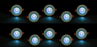 D'Mak D’Mak™ 1 Watt LED COB/Spot Light/Button Light (Blue) Square Driver Included pack of 10 Recessed Ceiling Light Ceiling Lamp(Blue)