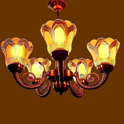 goblet 5 Lamp Gold Plated Brass Chandelier Ceiling Lamp(Multicolor)