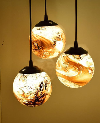 Svah Handicrafted Mosaic 3 Pendant Hanging Ceiling Decorative Light(multi) Chandelier Ceiling Lamp(Multicolor)
