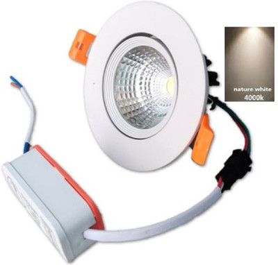 RADIANT LED COBDown-2YearsWarranty(Natural White, 4 Watt) (6.8cm x6.8 cm x3.5 cm)Cutout 2'' Recessed Ceiling Lamp(White)