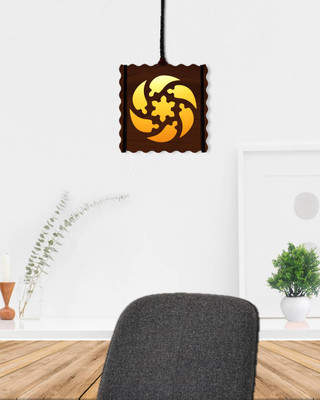 US DZIRE 5606 Wooden Ceiling light ( With Bulb ) Hanging Night Lamp For Home Décor Pendant Lamp Ceiling Lamp(Yellow, Brown)