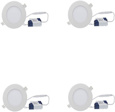 GALAXY 6 watt LED Round Slim Panel White Light False Ceiling POP DownLight Indoor Light pack of 4 Recessed Ceiling Light Ceiling Lamp(White)